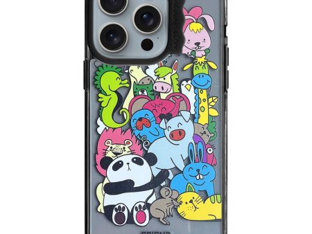 iPhone 15 Pro Case Wave Lens Frame Bump Resistant and Flexible Pattern Mobile Phone Cover - Black   Animals Online