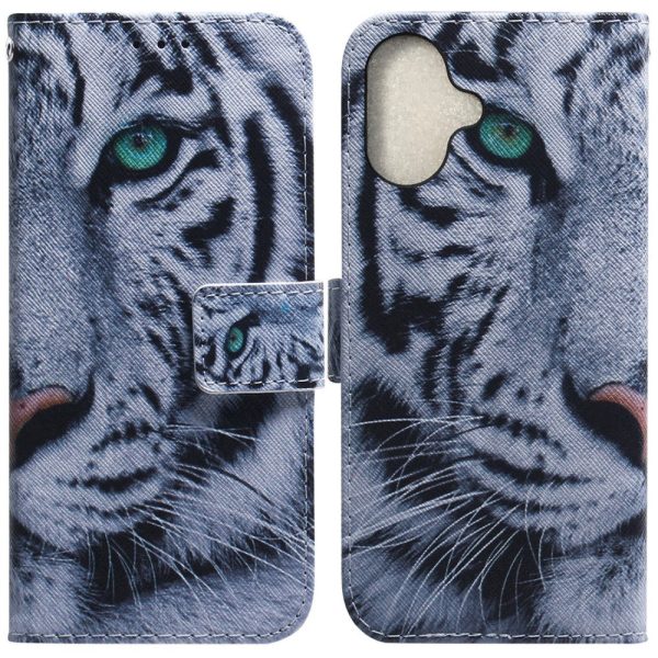 iPhone 16 Plus Wallet Case Pattern Print Leather Phone Cover - Tiger Sale