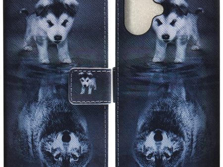 iPhone 16 Plus Wallet Case Pattern Print Leather Phone Cover - Dog and Wolf Fashion