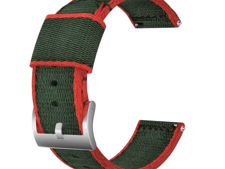 18mm Bofink® Luxury Nylon Watch Strap - Green Red Online now