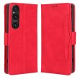 Modern-styled leather wallet case for Sony Xperia 1 V - Red Fashion