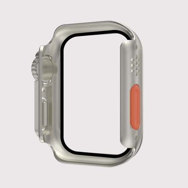 Apple Watch SE 2022 (44mm)   SE 44mm   6   5   4 cover with tempered glass screen protector - Starlight Silver   Orange For Cheap