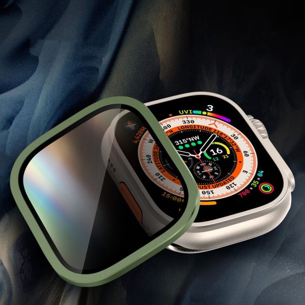 Apple Watch Ultra 49mm   Ultra 2 49mm Aluminum Alloy Watch Case with Anti-spy Tempered Glass Film - Green Hot on Sale