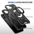 iPhone 16 Magnetic Case Flexible and Bump Resistant Phone Cover with Rotary Ring Kickstand - Black Online Sale