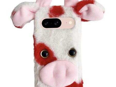 Google Pixel 9   9 Pro Fluffy Cows Ear Cover Shockproof Flexible Phone Case - Red Online now