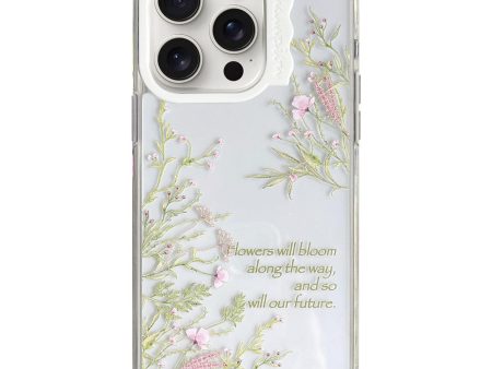 iPhone 15 Pro Case Wave Lens Frame Bump Resistant and Flexible Pattern Mobile Phone Cover - Pink Flowers Online