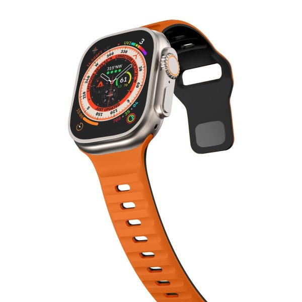 Apple Watch Series 41mm - 40mm - 38mm Watch Strap Dual Color Silicone Band - Orange+Black Online now