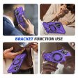 iPhone 16 Magnetic Case Flexible and Bump Resistant Phone Cover with Rotary Ring Kickstand - Purple For Discount