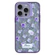 iPhone 15 Pro Case Wave Lens Frame Bump Resistant and Flexible Pattern Mobile Phone Cover - Purple Flowers For Sale