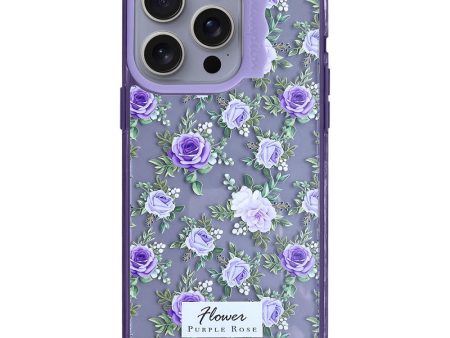 iPhone 15 Pro Case Wave Lens Frame Bump Resistant and Flexible Pattern Mobile Phone Cover - Purple Flowers For Sale