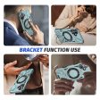 iPhone 16 Magnetic Case Flexible and Bump Resistant Phone Cover with Rotary Ring Kickstand - Green Sale