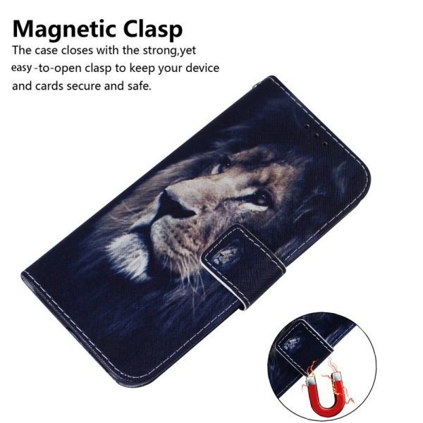 iPhone 16 Plus Wallet Case Pattern Print Leather Phone Cover - Lion For Discount