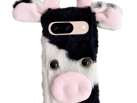 Google Pixel 9   9 Pro Fluffy Cows Ear Cover Shockproof Flexible Phone Case - Black For Sale