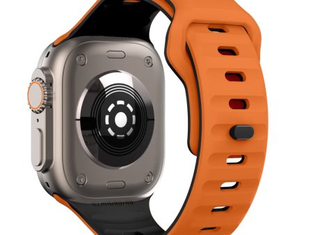 Apple Watch Series 41mm - 40mm - 38mm Watch Strap Dual Color Silicone Band - Orange+Black Online now