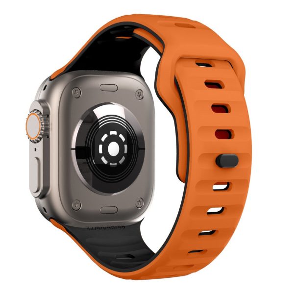 Apple Watch Series 41mm - 40mm - 38mm Watch Strap Dual Color Silicone Band - Orange+Black Online now