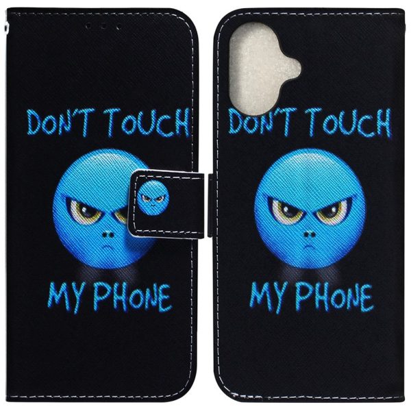 iPhone 16 Plus Wallet Case Pattern Print Leather Phone Cover - Don t Touch My Phone Fashion