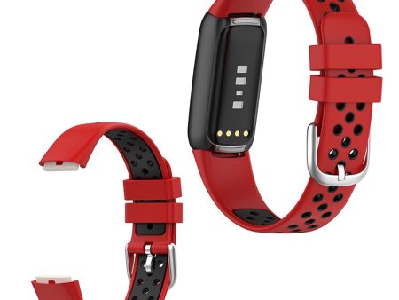 15.4mm Fitbit Luxe bi-color silicone watch strap - Red   Black Discount