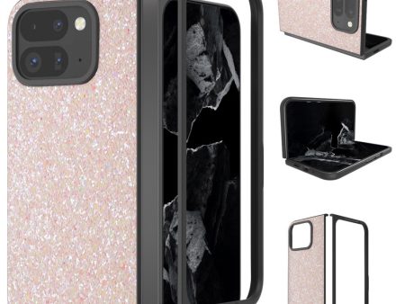 Google Pixel 9 Pro Fold 5G Case Colored Glitter Leather and Bump Resistant Phone Cover - Light Pink Online