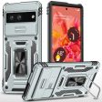 Armor Series Google Pixel 9 Case Bump Resistant and Flexible Kickstand Phone Cover with Slide Lens Shield - Grey For Discount