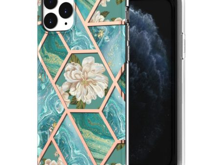 Marble iPhone 11 Pro case - Blue Flowers Fashion