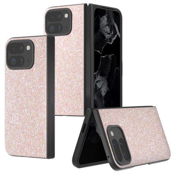 Google Pixel 9 Pro Fold 5G Case Colored Glitter Leather and Bump Resistant Phone Cover - Light Pink Online