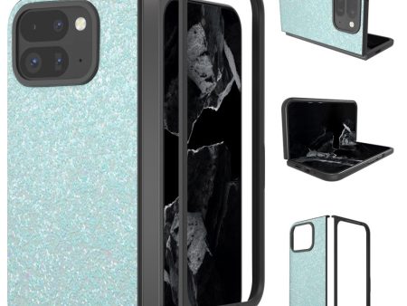 Google Pixel 9 Pro Fold 5G Case Colored Glitter Leather and Bump Resistant Phone Cover - Mint Green Discount