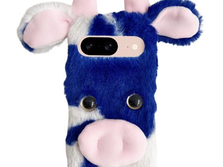 Google Pixel 9   9 Pro Fluffy Cows Ear Cover Shockproof Flexible Phone Case - Blue For Cheap