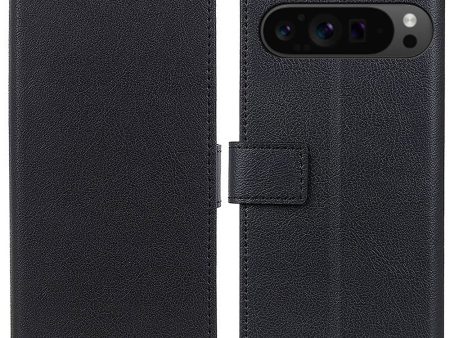 Google Pixel 9 Pro XL Textured Wholesale Phone Case Vegan Leather Phone Stand Cover - Black Supply