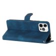 iPhone 16 Pro Max Leather Wallet Case Imprinted Flower Flip Protective Phone Cover - Blue Hot on Sale