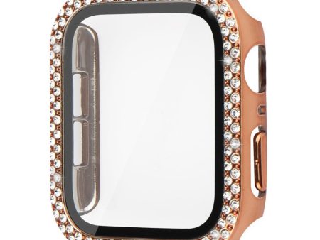 Apple Watch SE 2022 (44mm) rhinestone décor cover with tempered glass - Rose Gold Online Hot Sale