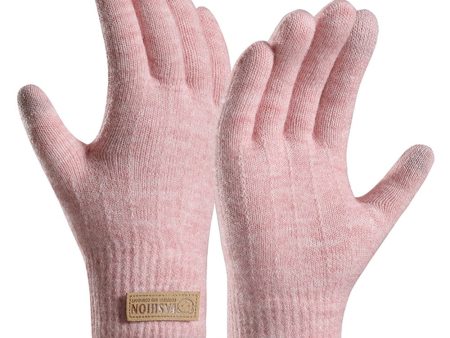 WinterTouch Women s Dual Layer Knitted Warm Gloves with Bear Badge - Pink Online