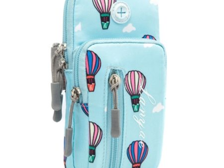 Universal elastic armband hot air balloon pattern style phone pouch - Sky Blue   Size: S Hot on Sale