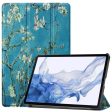 Trifold Samsung Galaxy Tab S9 Leather Tablet Case - Apricot Blossom Online Sale