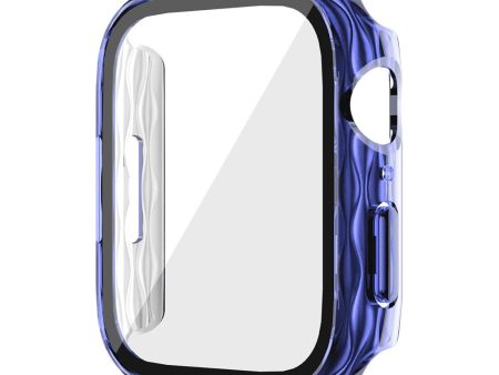 Apple Watch Series 4   5   6   SE   SE (2022) 44mm Hard Bump resistant Watch Case Cover with Tempered Glass Screen Film - Transparent Blue Cheap