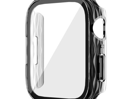 Apple Watch Series 4   5   6   SE   SE (2022) 44mm Hard Bump resistant Watch Case Cover with Tempered Glass Screen Film - Transparent Black Sale