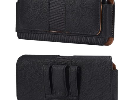 Universal cowhide leather phone belt bag for 6.2-6.5 inch phones - Black Online