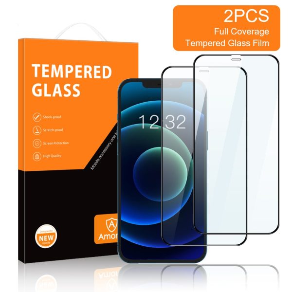 2 pcs AMORUS extra strong glass screen protector for iPhone 12 Mini Fashion