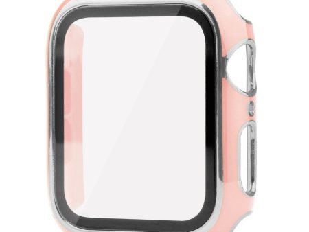 Apple Watch SE 2022 (40mm) dual color electroplating cover with tempered glass - Pink   Silver Fashion