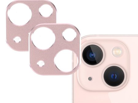 2Pcs iPhone 13 Mini   13 aluminum alloy + tempered glass camera lens protector - Rose Gold Online Hot Sale