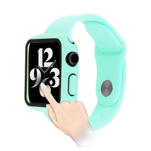 Apple Watch SE 2022 (44mm) cover with tempered glass screen protector - Cyan For Cheap