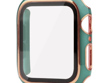 Apple Watch SE 2022 (40mm) dual color electroplating cover with tempered glass - Blackish Green   Gold Online Hot Sale