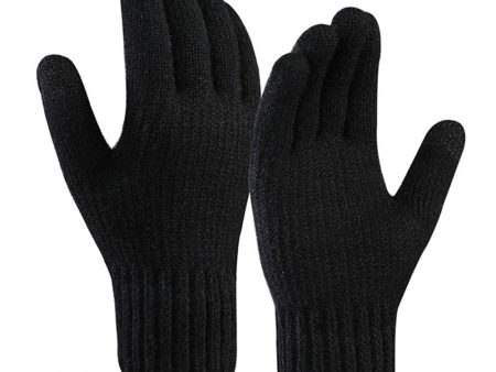 Thickened Touch Screen Knitted Gloves for Men - Black Online