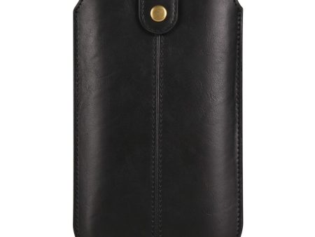 Crazy Horse leather pouch for 6.1 inch phones - Black Online now