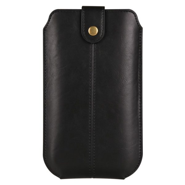 Crazy Horse leather pouch for 6.1 inch phones - Black Online now