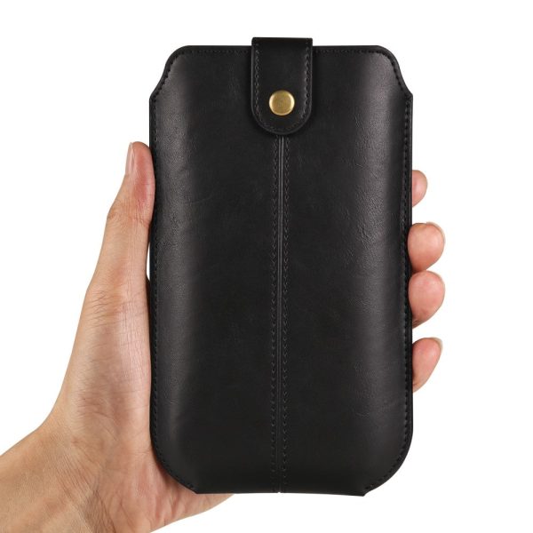 Crazy Horse leather pouch for 6.1 inch phones - Black Online now