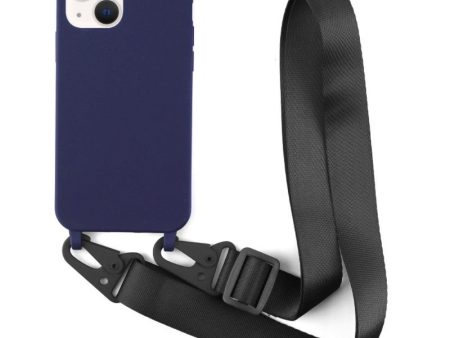 Thin TPU case with a matte finish and adjustable strap for iPhone 13 - Dark Blue Supply