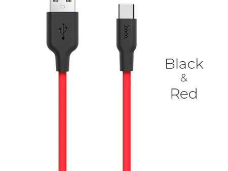 HOCO X21 Silicone type-c charging cable - black＆red Fashion