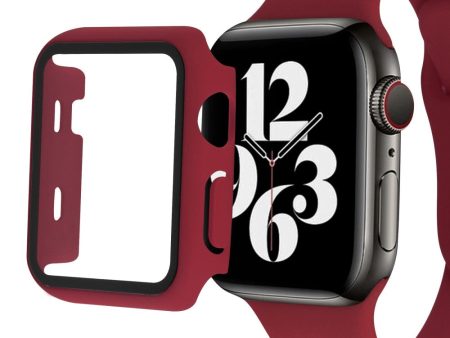 Apple Watch SE 2022 (40mm) cover with tempered glass screen protector - Wine Red For Cheap