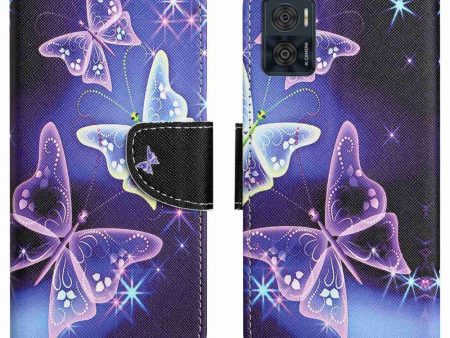 Wonderland Motorola Moto E22i   E22 flip case - Sparkling Butterflies Sale