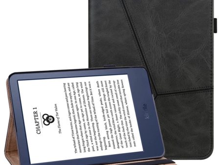 Amazon Kindle Paperwhite 6 (2022) Line Imprinted Case Shockproof Tablet Cover with Card Slots - Black Online now